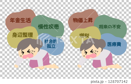 老年婦女遭受各種困難 128707142
