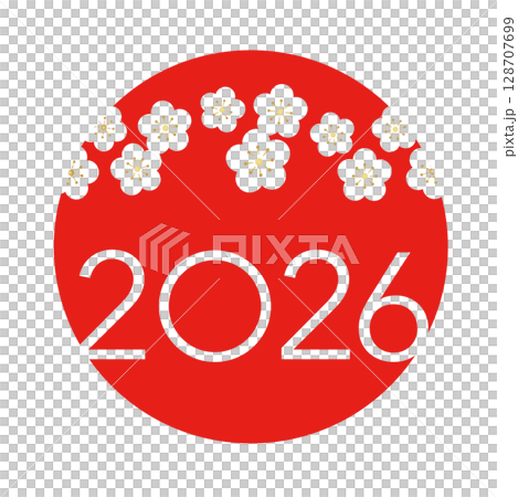2026 New Year's card material New Year's symbol mark 128707699