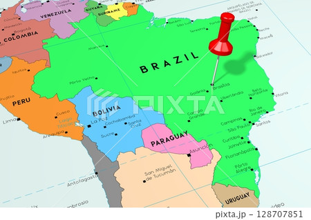 Brazil, Brasilia - capital city, pinned on political map 128707851