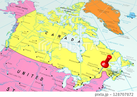 Canada, Quebec - capital city, pinned on political map Canada, Quebec - capital city, pinned on political map 128707872