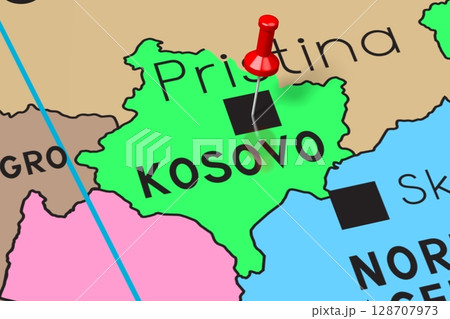 Kosovo, Pristina - capital city, pinned on political map Kosovo, Pristina - capital city, pinned on political map 128707973