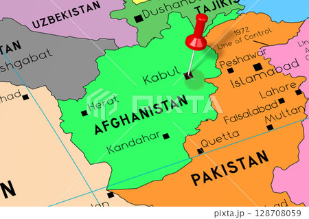Afghanistan, Kabul - capital city, pinned on political map 128708059
