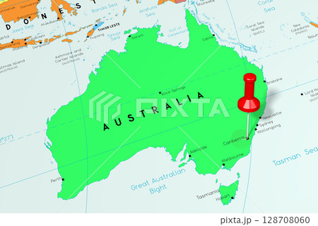 Australia, Canberra - capital city, pinned on political map 128708060