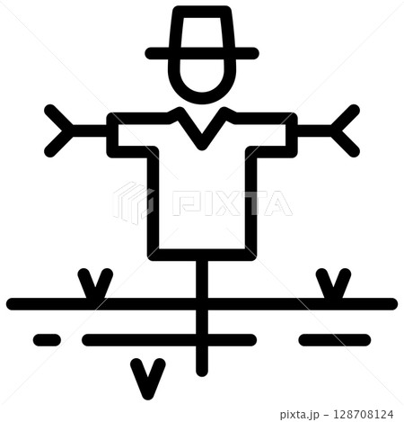 Scarecrow Line Icon Vector with Editable Stroke Scarecrow Line Icon Vector with Editable Stroke 128708124