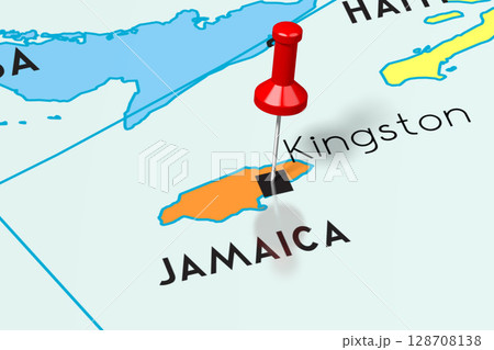 Jamaica, Kingston - capital city, pinned on political map 128708138
