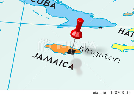 Jamaica, Kingston - capital city, pinned on political map 128708139