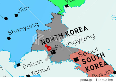 North Korea, Pyongyang - capital city, pinned on political map 128708166