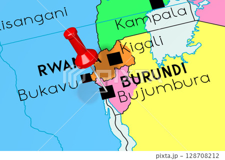 Burundi, Bujumbura - capital city, pinned on political map 128708212