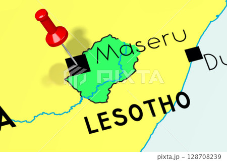 Lesotho, Maseru - capital city, pinned on political map 128708239