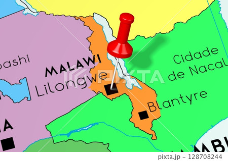 Republic of Malawi, Lilongwe - capital city, pinned on political map Republic of Malawi, Lilongwe - capital city, pinned on political map 128708244