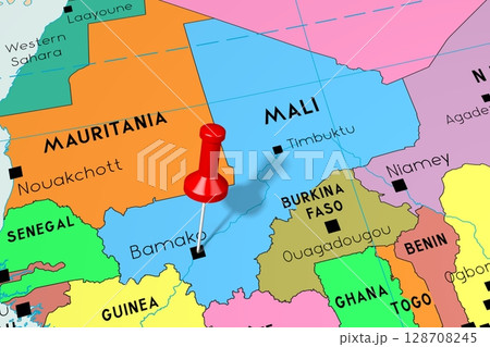 Mali, Bamako - capital city, pinned on political map 128708245