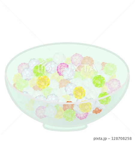 グラスの器に入った金平糖のイラスト 128708258