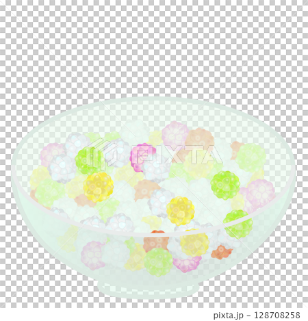 グラスの器に入った金平糖のイラスト 128708258