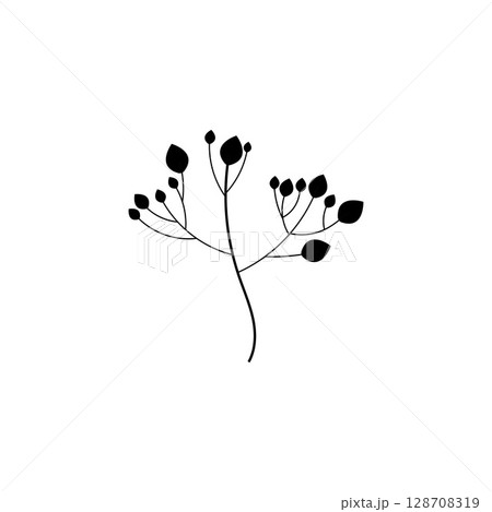 Floral Branch and Minimalist Flowers for Logo or Tattoo 128708319