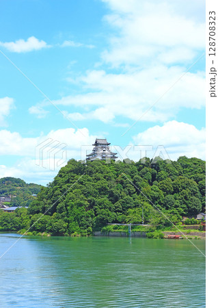 愛知県犬山市、国宝犬山城と木曽川の風景 128708323