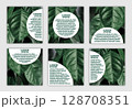 Set of banners with space for text with eco-friendly natural photo with dark leaves 128708351