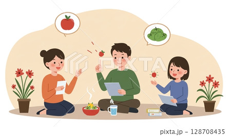 課題解決へ！真剣な表情で話し合うビジネスチーム 128708435