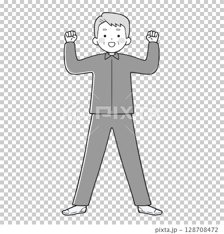 老人在拳頭單色中擺姿勢 128708472