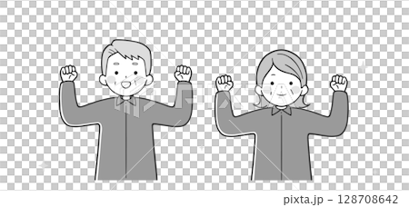 Senior couple posing in a fist (upper body) monochrome 128708642