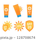 Set of icons sun protection ultraviolet spf 128708674