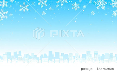《AI画像》雪の降る都市風景 128708686
