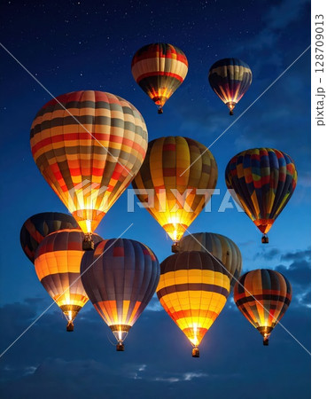 《AI画像》夜空に浮かぶ気球 《AI画像》夜空に浮かぶ気球 128709013