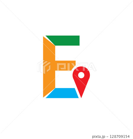 Simple and Modern illustration logo design initial E Combine with Route Maps. Logo Good for company related Transportation. 128709154