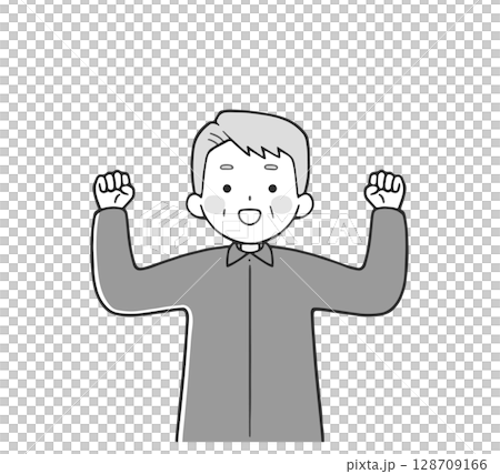 高級男子擺出拳頭（上身）單色 128709166