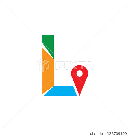 Simple and Modern illustration logo design initial L Combine with Route Maps. Logo Good for company related Transportation. 128709199