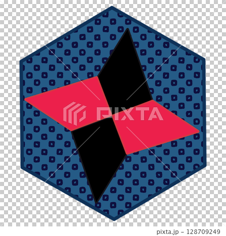 六角形の背景のついた折り紙の手裏剣イラスト 128709249