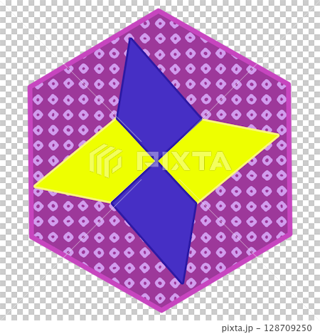 具有六邊形背景的摺紙手裡劍插圖 128709250