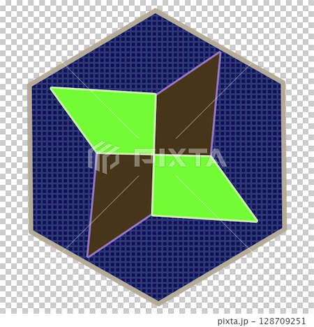 Origami shuriken illustration with hexagon background Origami shuriken illustration with hexagon background 128709251