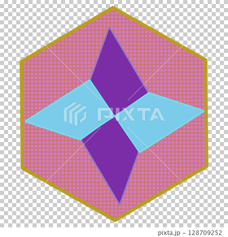 Origami shuriken illustration with hexagon background Origami shuriken illustration with hexagon background 128709252