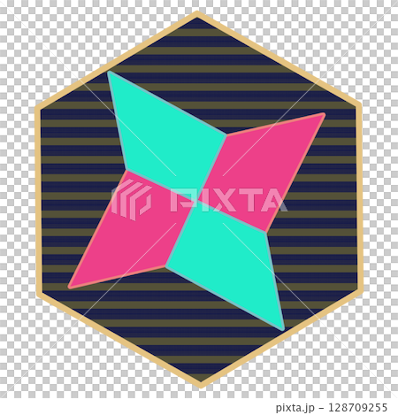 Origami shuriken illustration with hexagon background Origami shuriken illustration with hexagon background 128709255