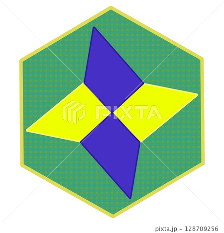 六角形の背景のついた折り紙の手裏剣イラスト 128709256