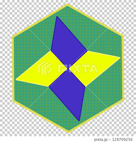 六角形の背景のついた折り紙の手裏剣イラスト 128709256