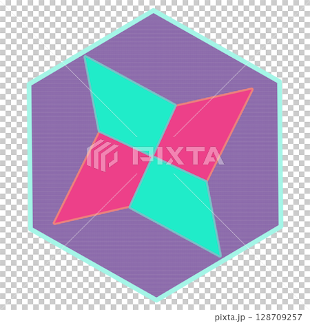 具有六邊形背景的摺紙手裡劍插圖 具有六邊形背景的摺紙手裡劍插圖 128709257