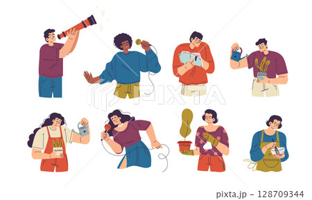 This is a Collection of Stunning Illustrations That Showcase Various Diverse Hobbies and Interests 128709344