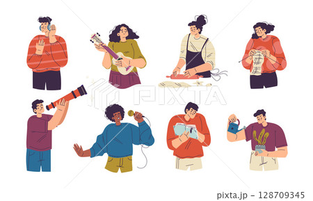 A Group of Diverse Individuals Engaging Actively in Various Hobbies and Creative Activities 128709345