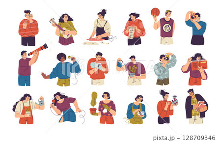 A Wide Array of Diverse Characters Participating in Numerous Hobbies and Engaging Activities 128709346