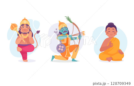 Illustration of Divine Deities and Spiritual Figures Inspired by Ancient Traditions and Beliefs Illustration of Divine Deities and Spiritual Figures Inspired by Ancient Traditions and Beliefs 128709349