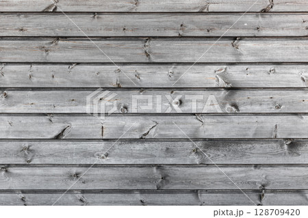 Gray Wooden Wall Texture With Natural Knots and Grain Patterns 128709420