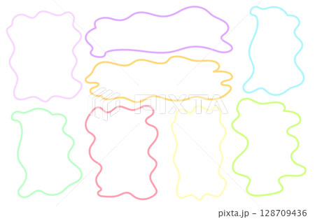 手書きうねうねフレーム パステルカラー 手書きうねうねフレーム パステルカラー 128709436