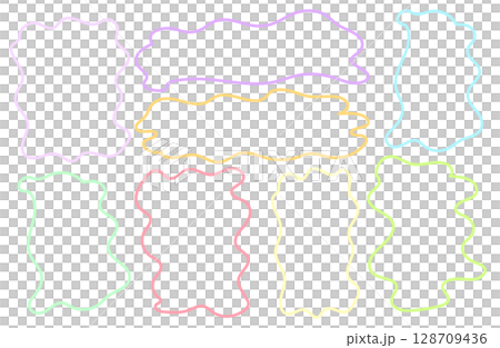 手書きうねうねフレーム パステルカラー 手書きうねうねフレーム パステルカラー 128709436