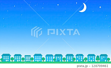 《AI画像》星が煌めく夜の住宅街 128709461