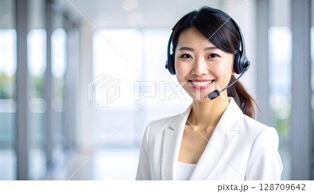 《AI画像》ヘッドセットを付けたオペレーター 128709642