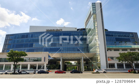 Exterior View Of Crescent Plaza Office Building In District 7 Of Ho Chi Minh City, Vietnam. Exterior View Of Crescent Plaza Office Building In District 7 Of Ho Chi Minh City, Vietnam. 128709664