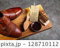 Elegant Leather Shoes with Black Friday Sale Tag and Shoe Care Set 128710112