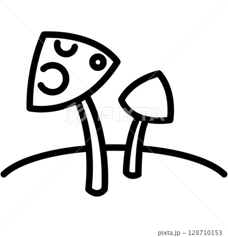 Poisonous Mushroom Line Icon Vector with Editable Stroke 128710153