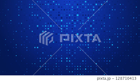 Medical background. Blue health bg. Tech element pattern. Hospital geometric graphic design. Math pixel art shape. Webinar conference event banner. Vector illustration 128710413